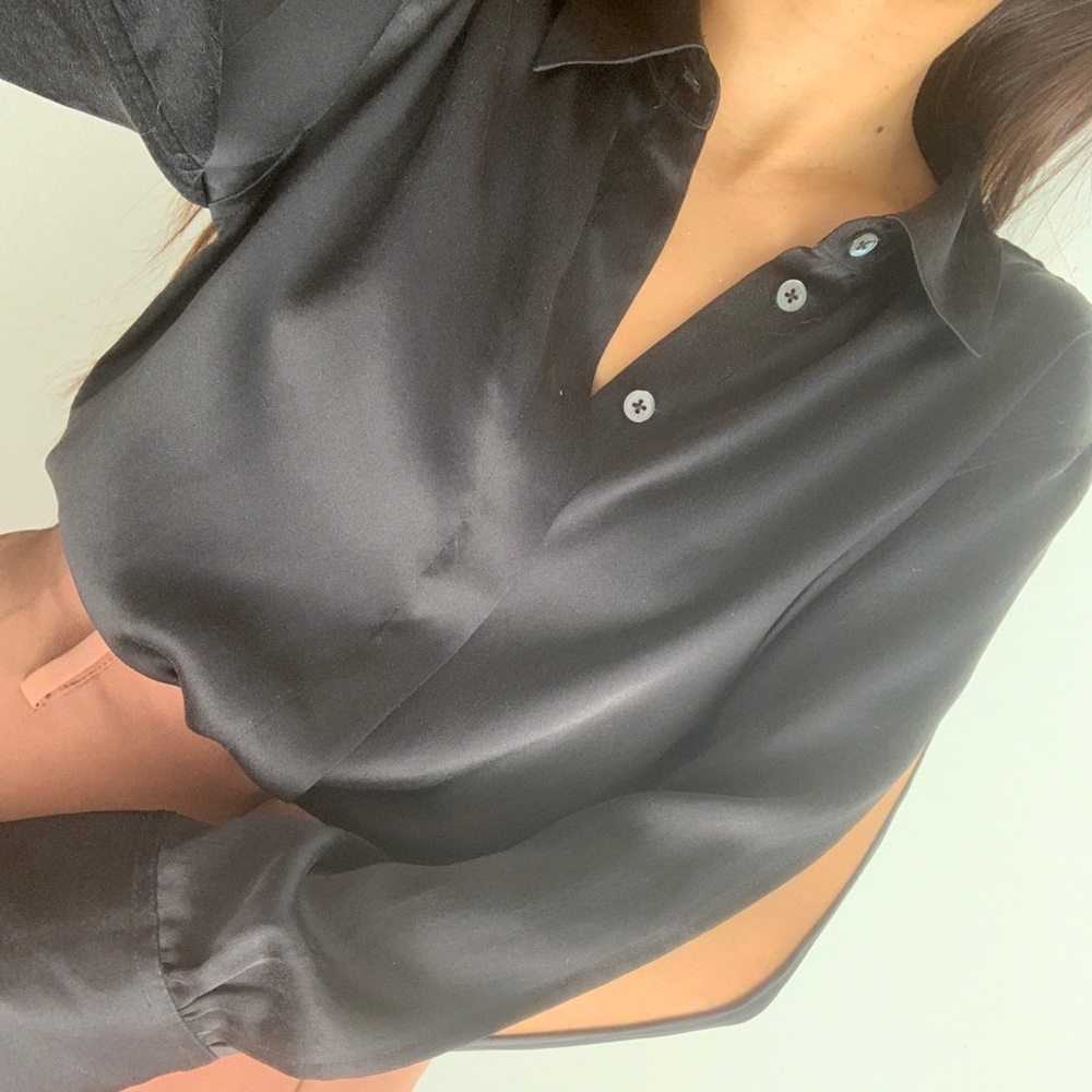 Black silk equipment blouse
